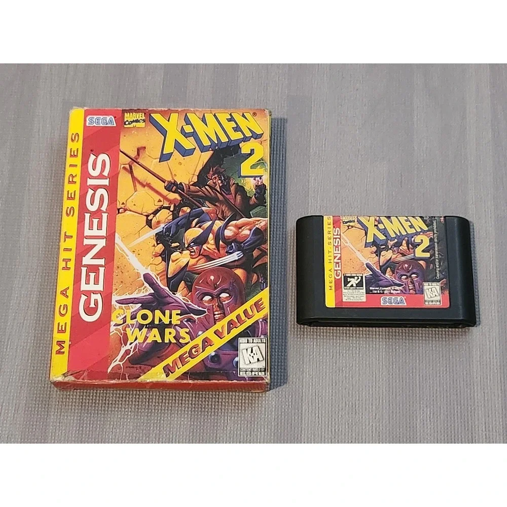 X-Men 2 In Clone Wars (Sega Genesis, 1995) Game Cartridge (Mega Hit Series) READ